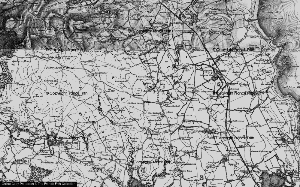 Old Map of Historic Map covering Brockdam Moor in 1897