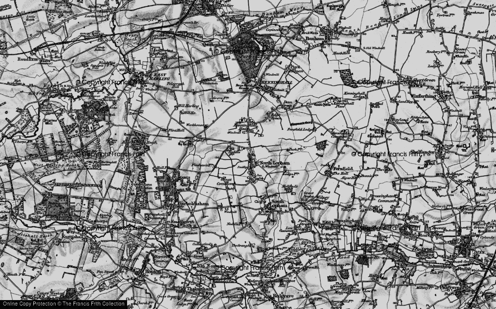 Old Map of North Lopham, 1898 in 1898