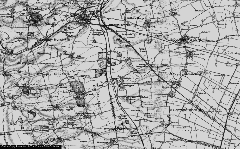 Old Map of Historic Map covering Aswarby Thorns in 1895