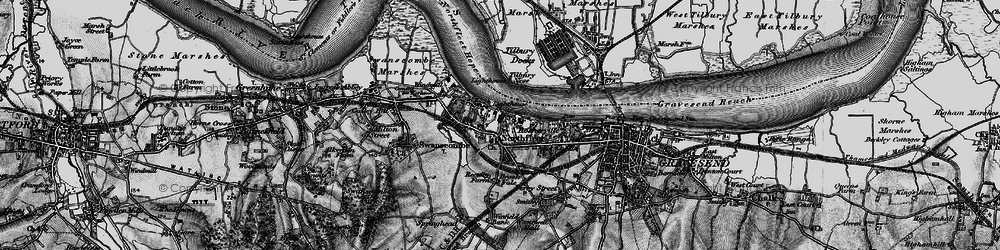 Old map of Ebbsfleet International Sta in 1896