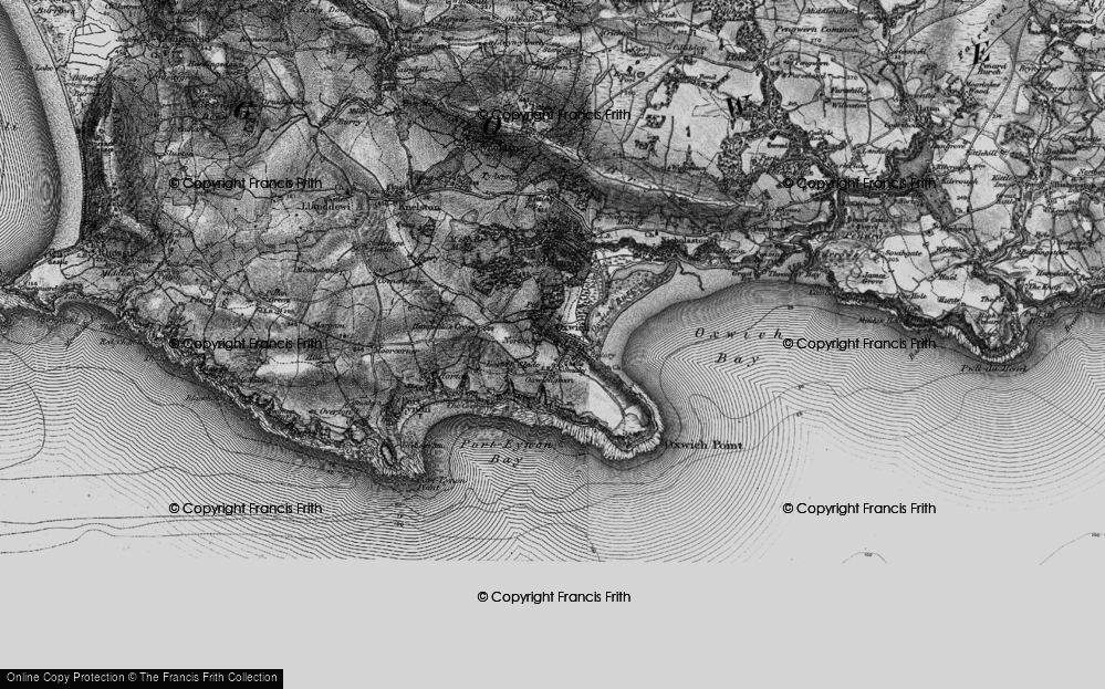 Old Map of Historic Map covering Oxwich Bay in 1896