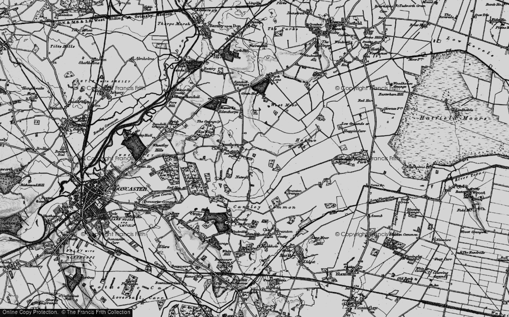 Old Map of Historic Map covering Branton Grange in 1895
