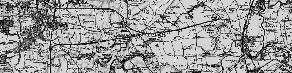 Old map of Durham Tees Valley Airport in 1898
