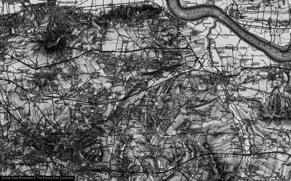 Old Map of Historic Map covering Bexley Woods in 1895