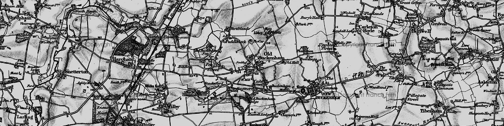 Old map of Old Buckenham in 1898