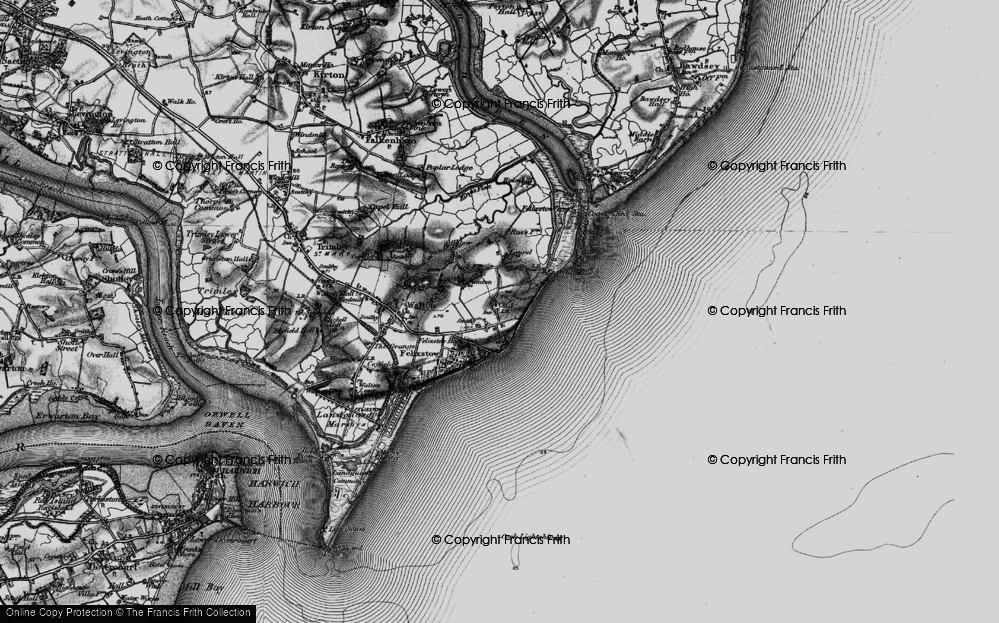 Old Map of Old Felixstowe, 1895 in 1895