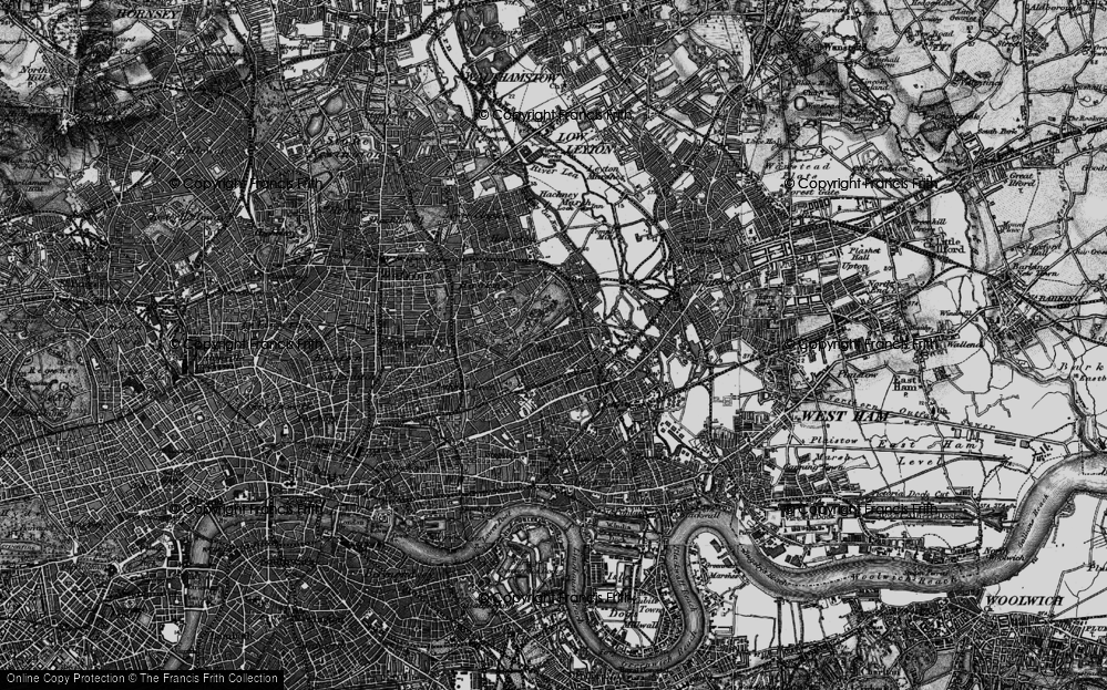 Old Map of Old Ford, 1896 in 1896