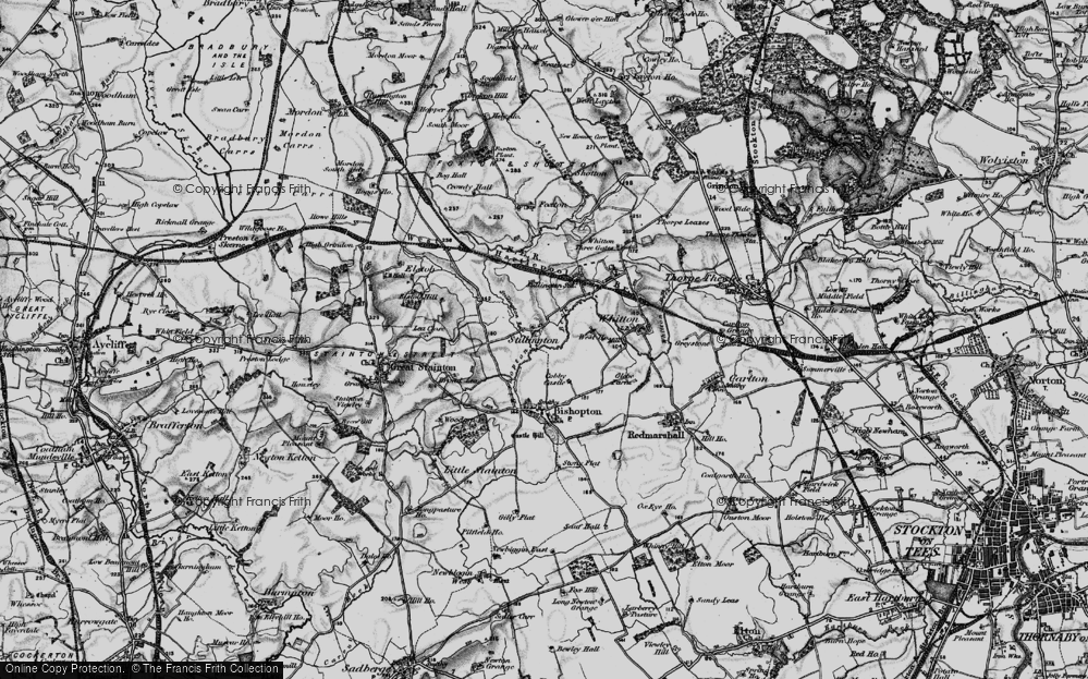 Old Map of Historic Map covering Bishopton Beck in 1898
