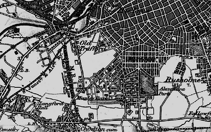 Old map of Old Trafford in 1896