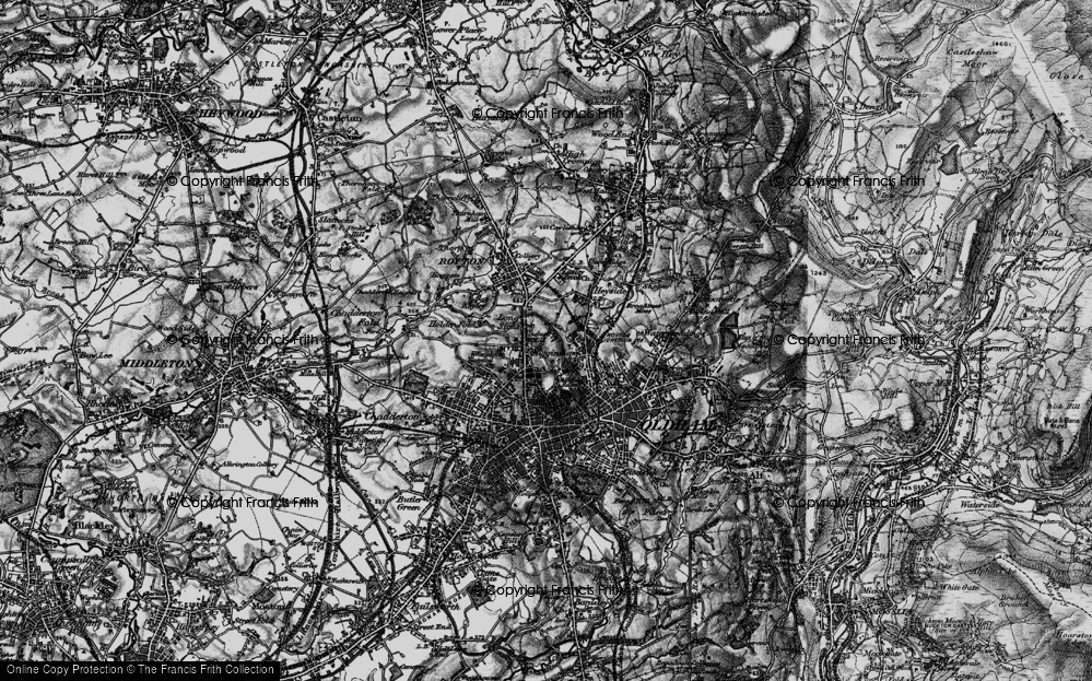 Old Map of Oldham Edge, 1896 in 1896