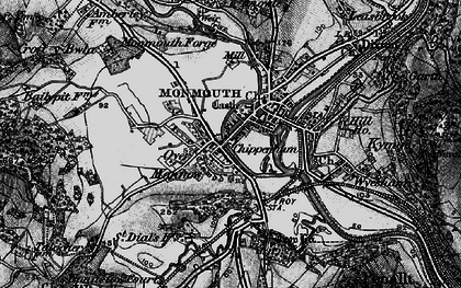Old map of Blestivm (Monmouth) in 1896