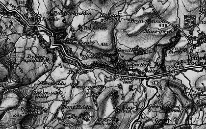 Old map of Bryniau Defaid in 1899