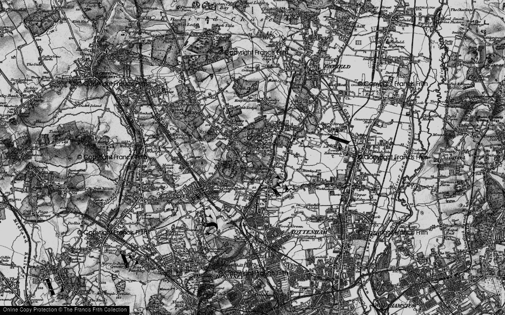 Old Map of Palmers Green, 1896 in 1896
