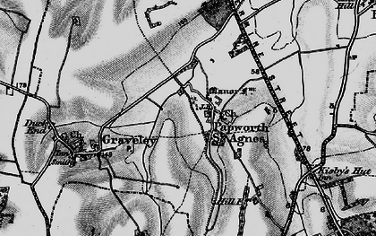 Old map of Papworth St Agnes in 1898