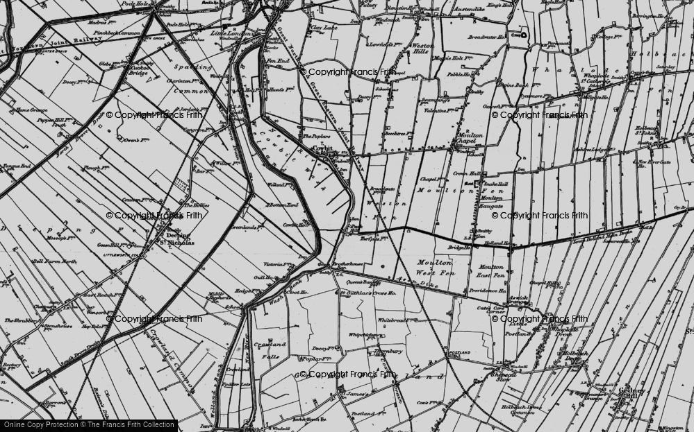 Old Map of Historic Map covering Weston Fen in 1898