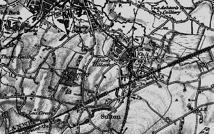 Old map of Peasley Cross in 1896