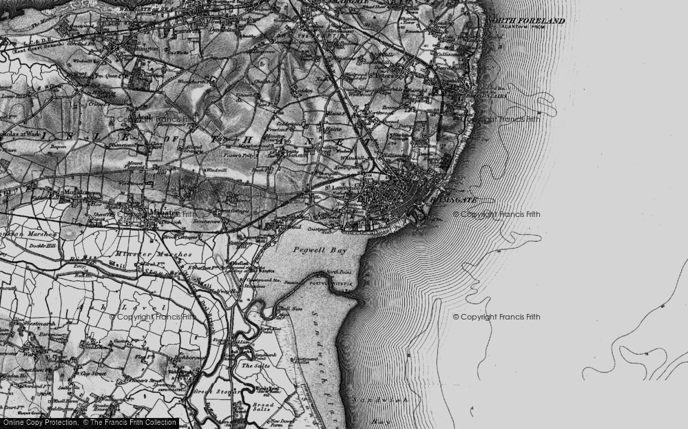 Old Map of Pegwell, 1895 in 1895