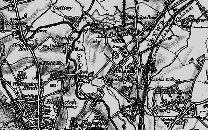 Old map of Pelsall Wood in 1899