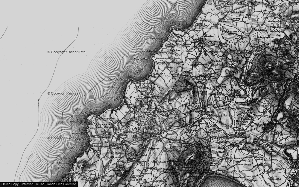 Old Map of Historic Map covering Bryn Geinach in 1898