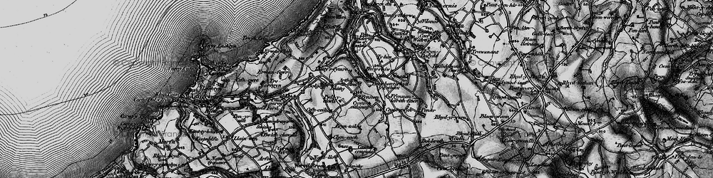 Old map of Penbontrhydyfothau in 1898