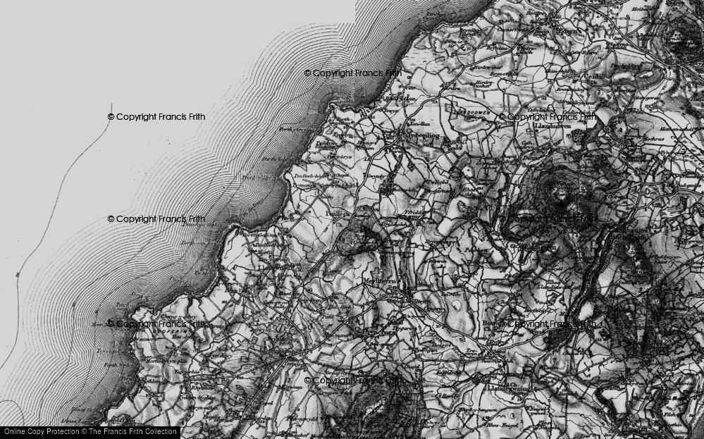 Old Map of Historic Map covering Penllech Bach in 1898
