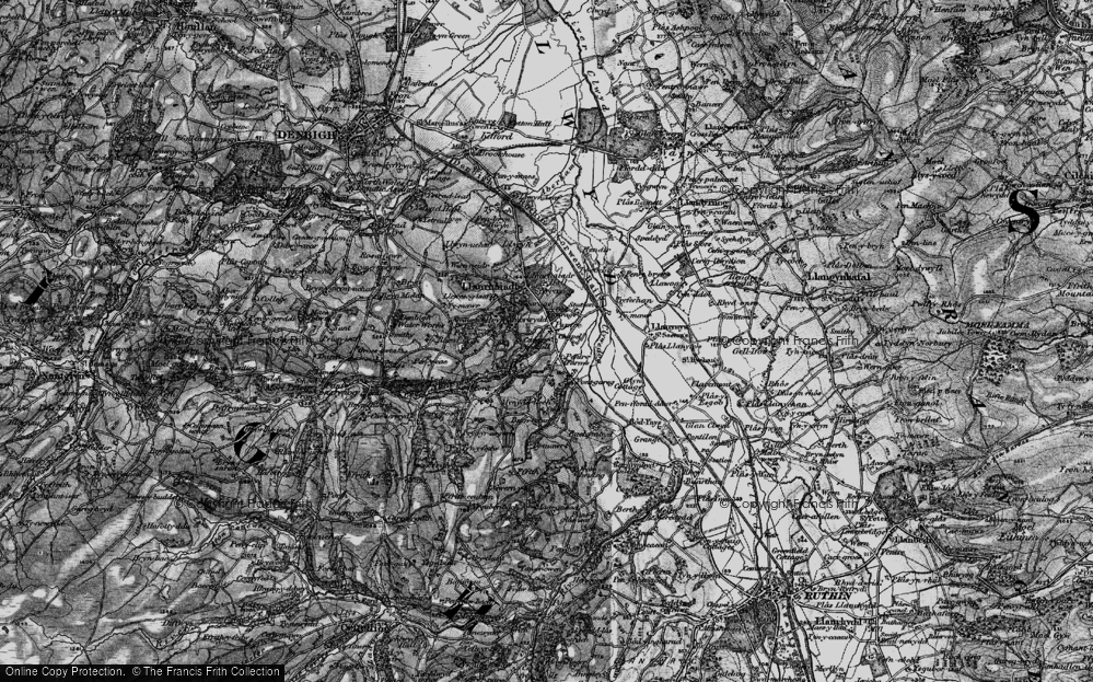 Old Map of Pentre Llanrhaeadr, 1897 in 1897
