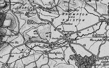 Old map of Pentreheyling in 1899