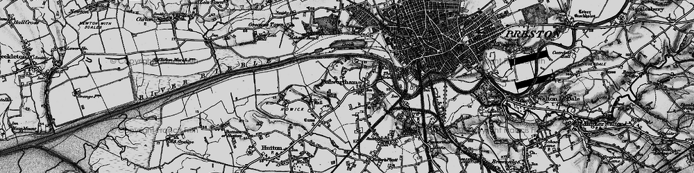 Old map of Penwortham in 1896