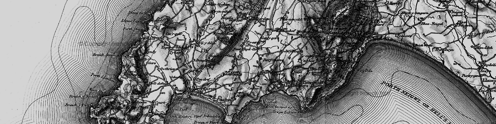 Old map of Penycaerau in 1898
