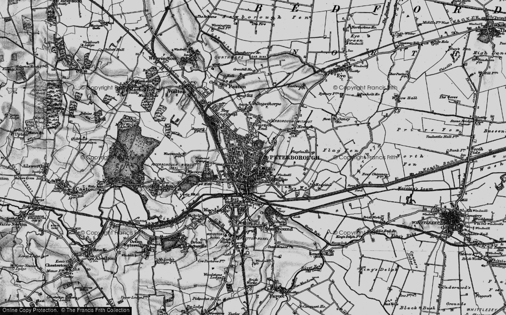 OLD ORDNANCE SURVEY MAP PETERBOROUGH 1924 PRIESTGATE GUILDHALL WESTGATE COWGATE 