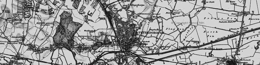 Old map of Peterborough in 1898