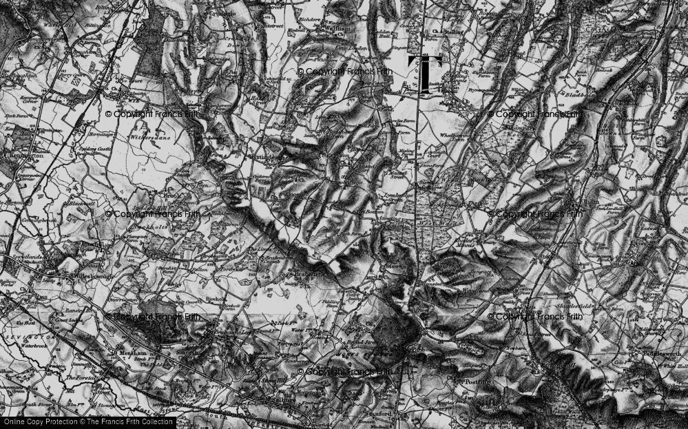 Old Map of Pett Bottom, 1895 in 1895