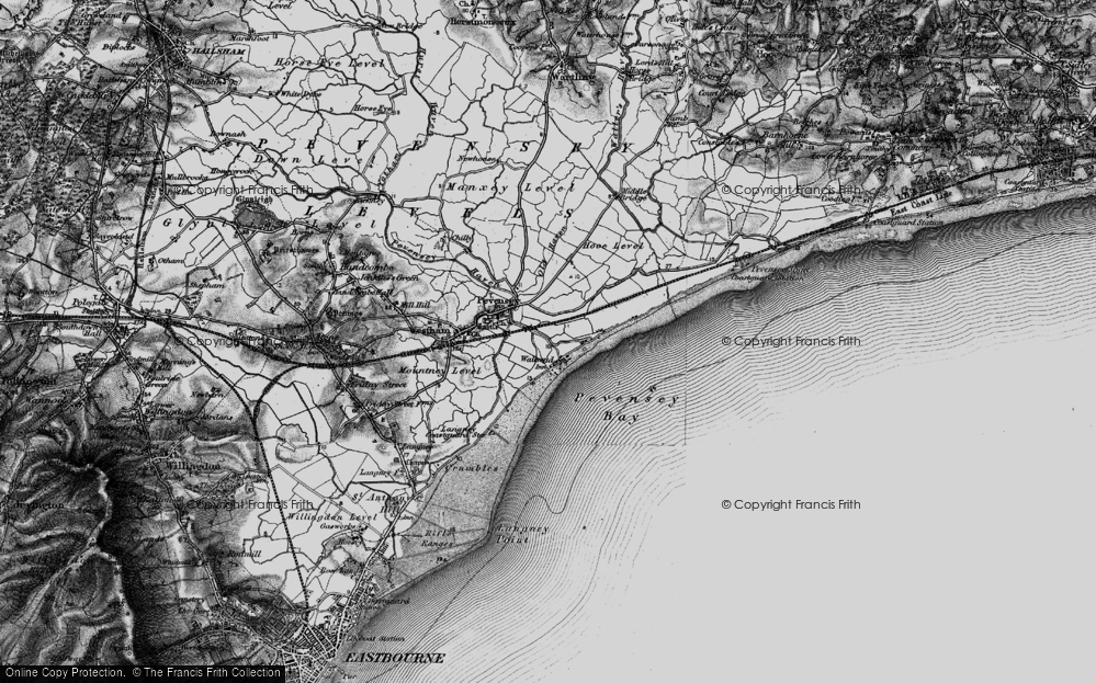 Old Map of Pevensey Bay, 1895 in 1895