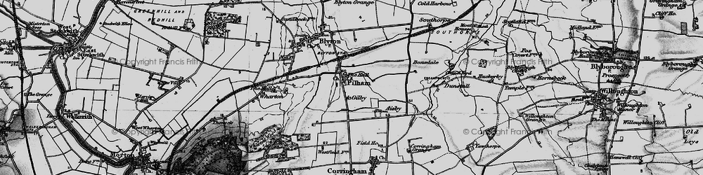 Old map of Pilham in 1895