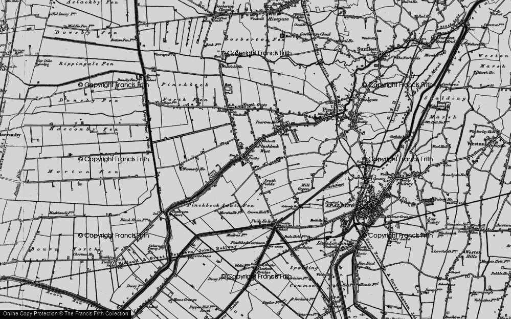 Old Map of Pinchbeck West, 1898 in 1898