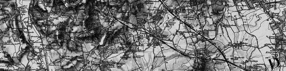 Old map of Pinner in 1896