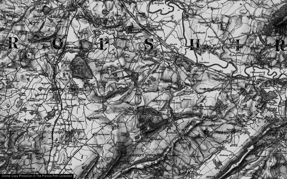 Old Map of Pitchford, 1899 in 1899