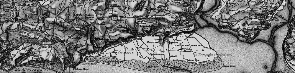 Old map of Laugharne Burrows in 1898