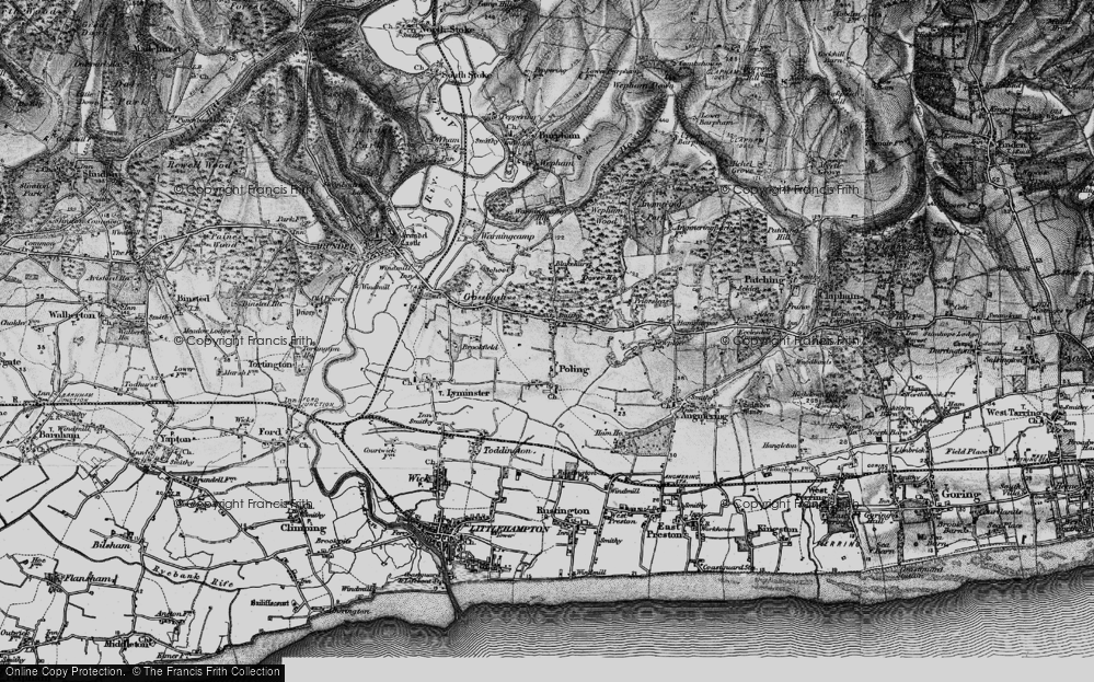 Old Map of Poling Corner, 1895 in 1895
