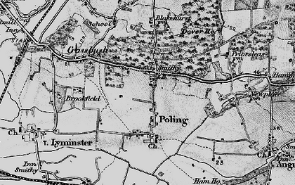 Old map of Poling Corner in 1895