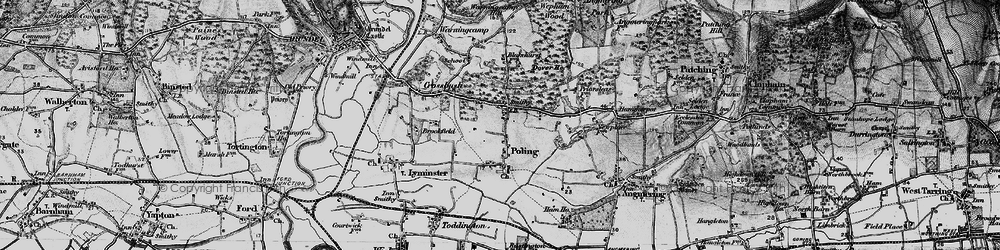Old map of Poling Corner in 1895