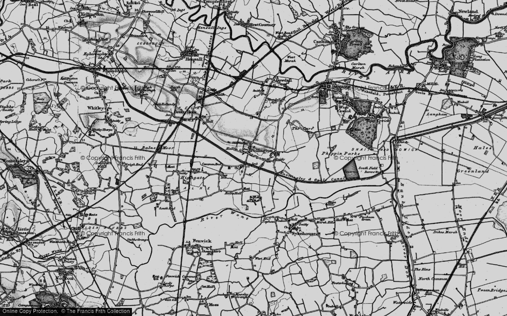 Old Map of Historic Map covering Balne Hall in 1895