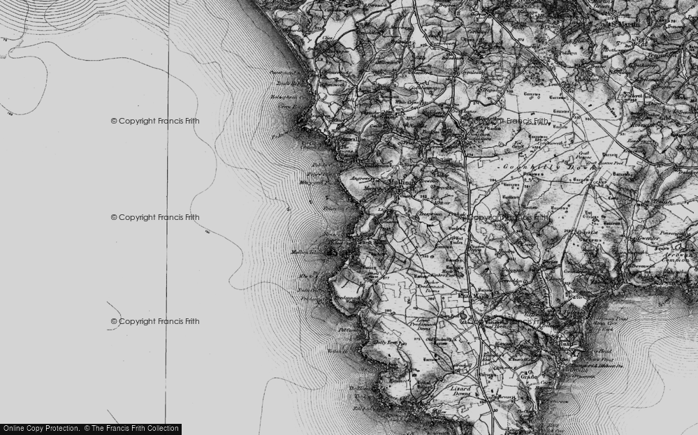 Old Map of Historic Map covering Poldhu Point in 1895