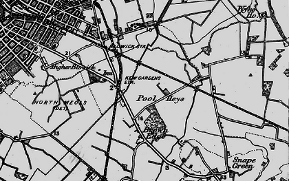 Old map of Pool Hey in 1896