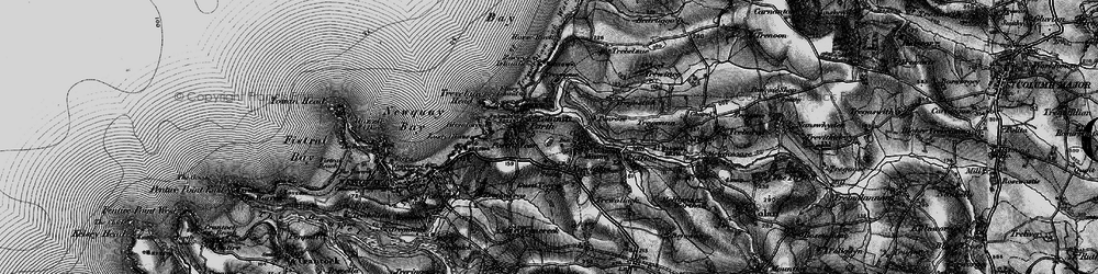 Old map of Lusty Glaze in 1895