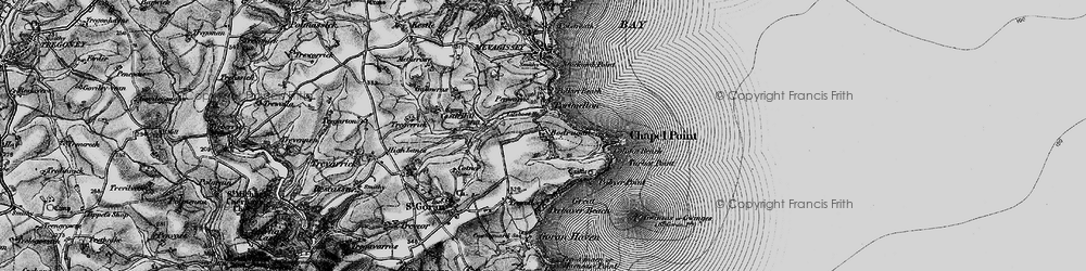 Old map of Bodrugan Barton in 1895