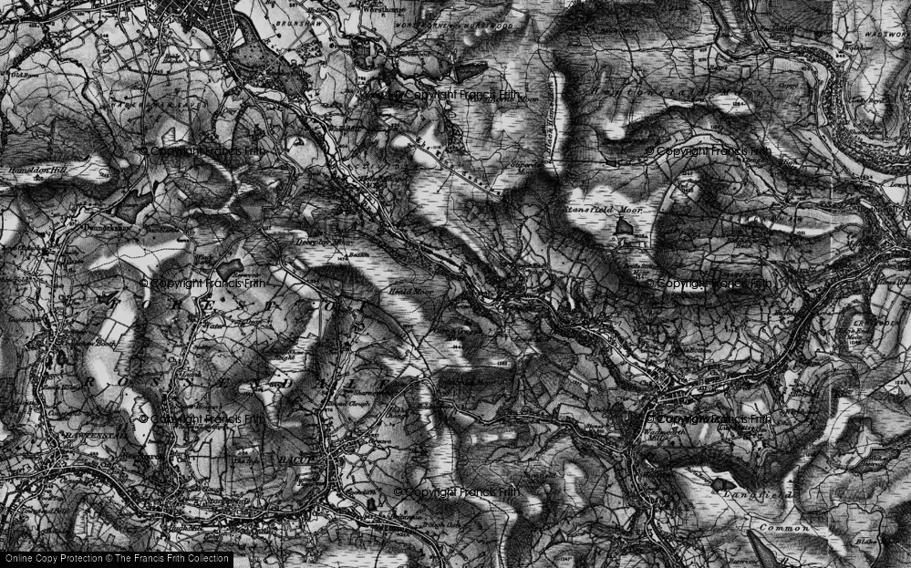 Old Map of Historic Map covering Carr & Craggs Moor in 1896