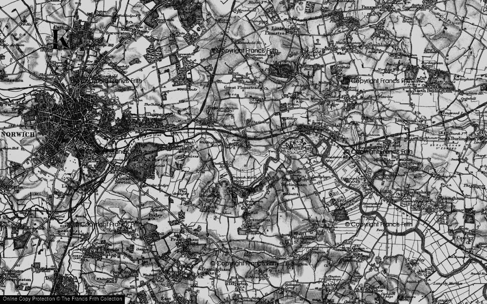 Old Map of Postwick, 1898 in 1898