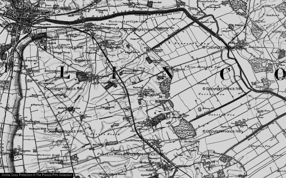 Old Map of Historic Map covering Branston Moor in 1899