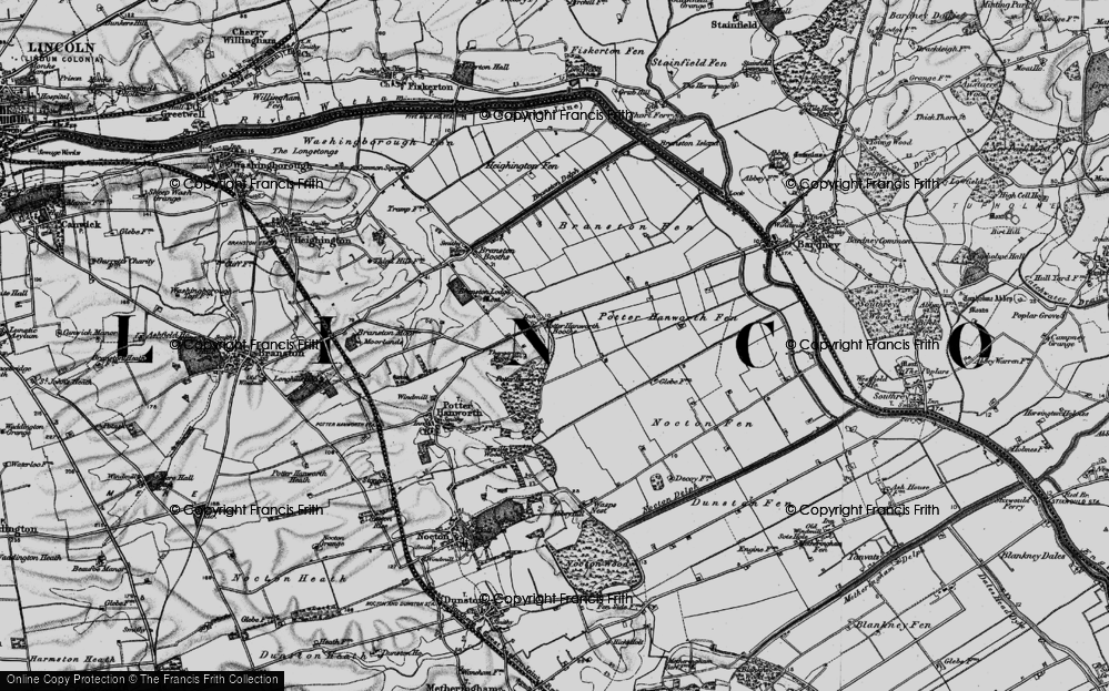 Old Map of Historic Map covering Potterhanworth Wood in 1899